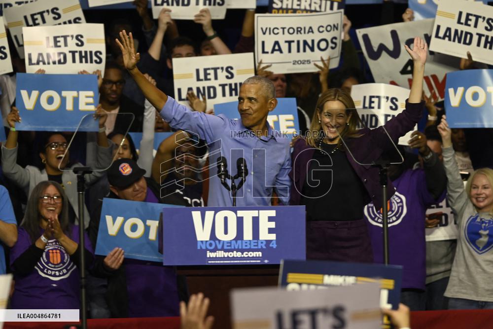 Former US President Barack Obama Attends Mike Sherrill Rally in Newark, NJ