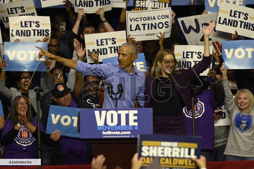 Former US President Barack Obama Attends Mike Sherrill Rally in Newark, NJ