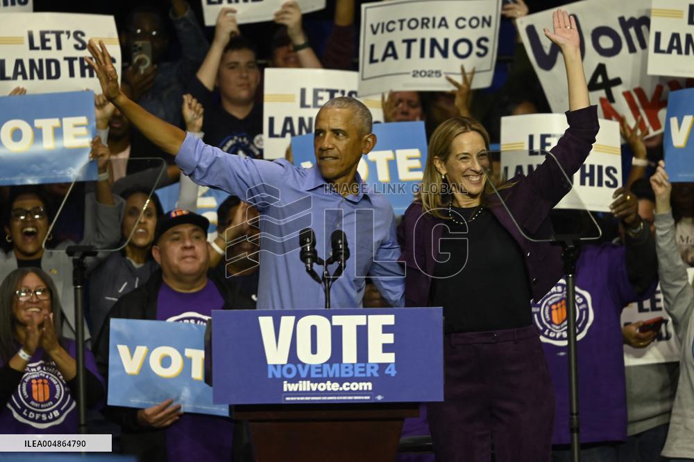Former US President Barack Obama Attends Mike Sherrill Rally in Newark, NJ