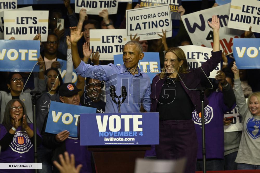 Former US President Barack Obama Attends Mike Sherrill Rally in Newark, NJ