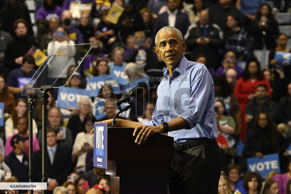 Former US President Barack Obama Attends Mike Sherrill Rally in Newark, NJ