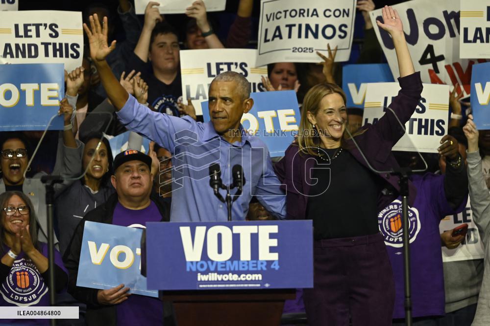 Former US President Barack Obama Attends Mike Sherrill Rally in Newark, NJ