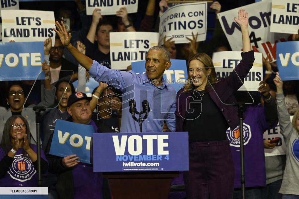 Former US President Barack Obama Attends Mike Sherrill Rally in Newark, NJ
