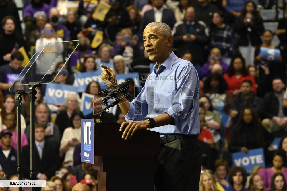 Former US President Barack Obama Attends Mike Sherrill Rally in Newark, NJ