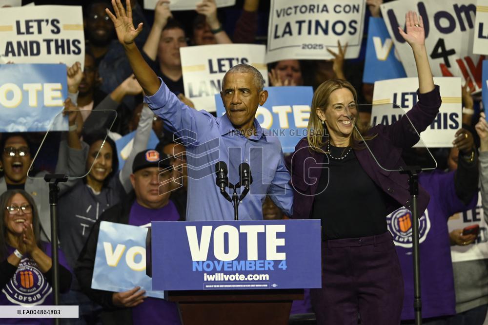 Former US President Barack Obama Attends Mike Sherrill Rally in Newark, NJ