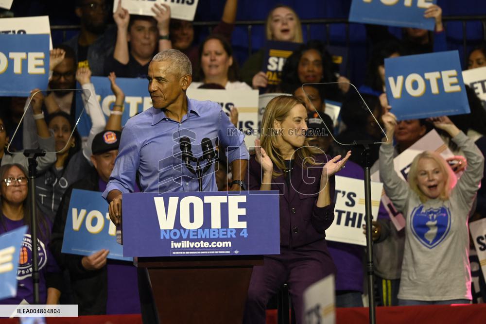 Former US President Barack Obama Attends Mike Sherrill Rally in Newark, NJ
