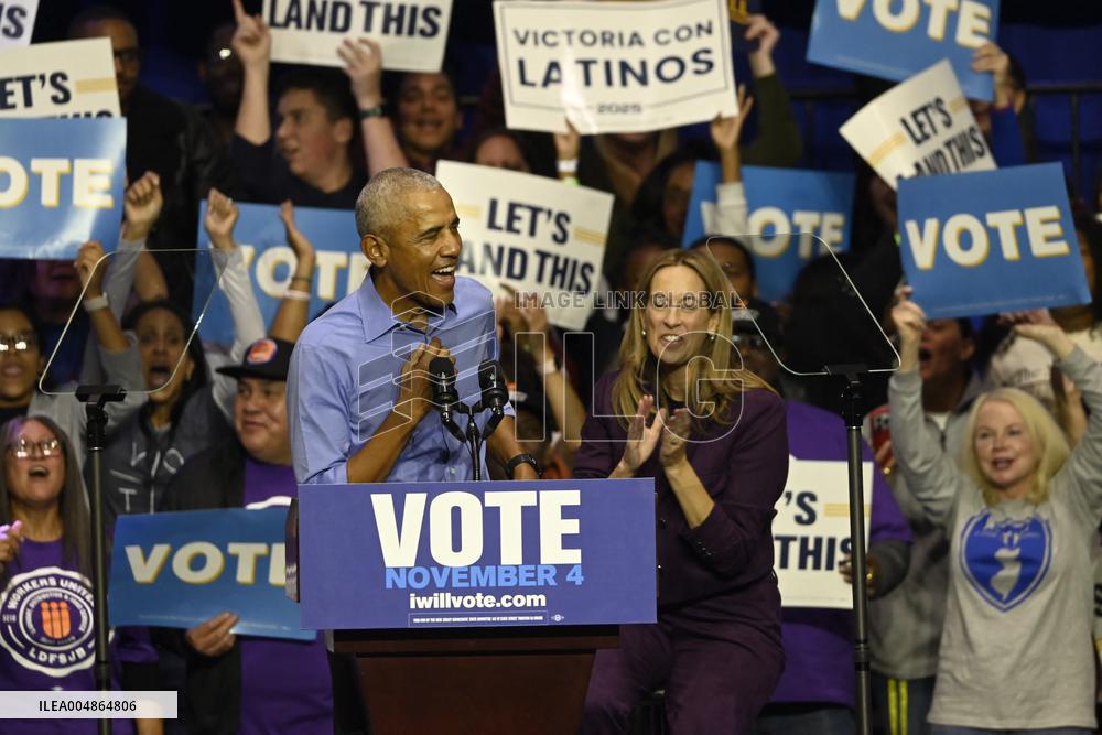 Former US President Barack Obama Attends Mike Sherrill Rally in Newark, NJ