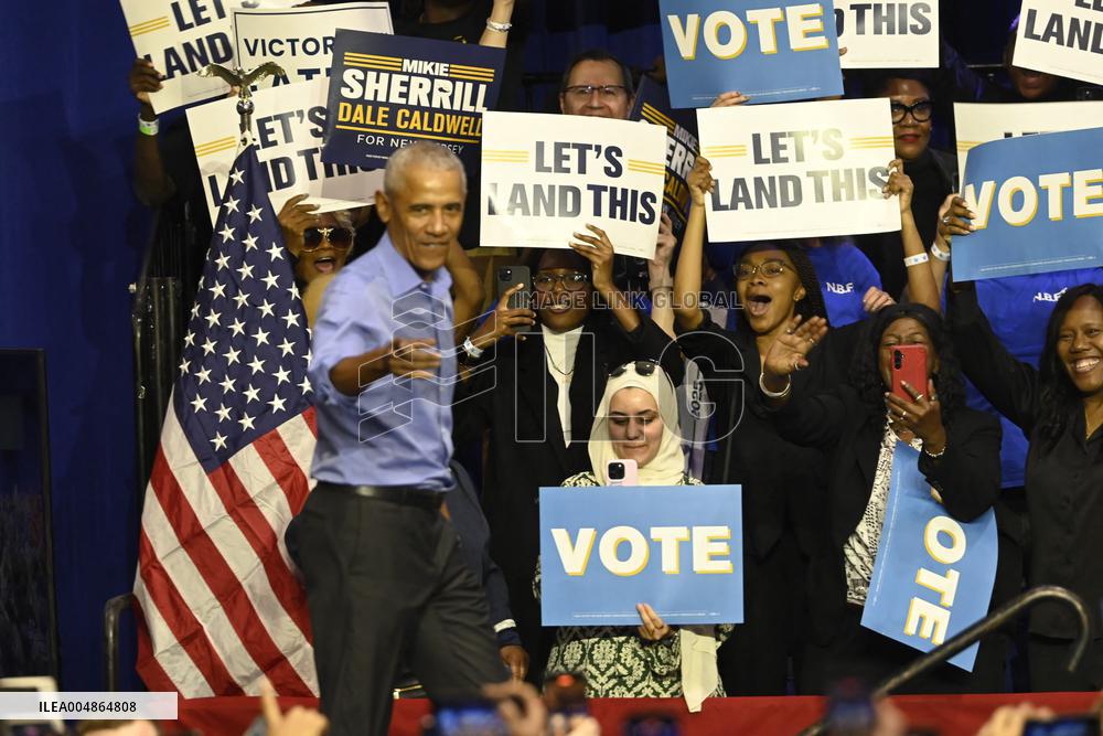 Former US President Barack Obama Attends Mike Sherrill Rally in Newark, NJ