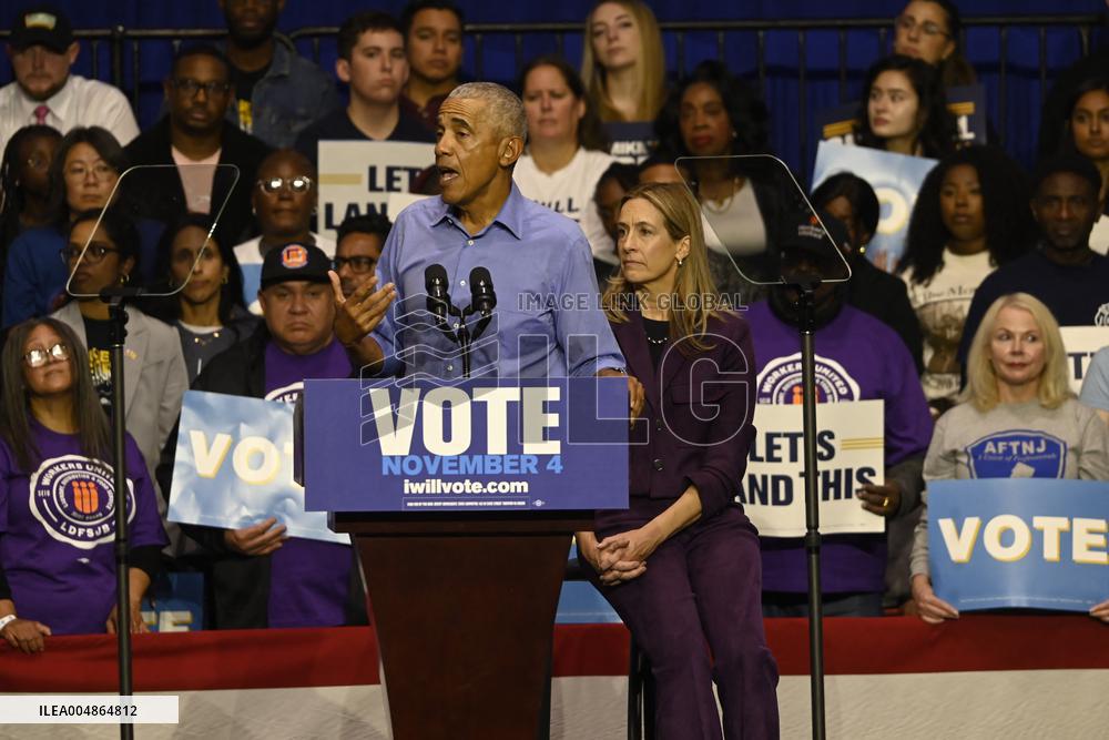 Former US President Barack Obama Attends Mike Sherrill Rally in Newark, NJ