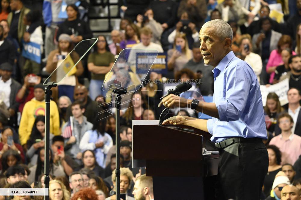 Former US President Barack Obama Attends Mike Sherrill Rally in Newark, NJ