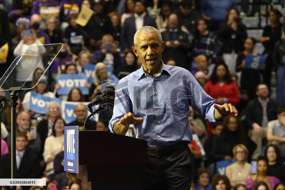 Former US President Barack Obama Attends Mike Sherrill Rally in Newark, NJ