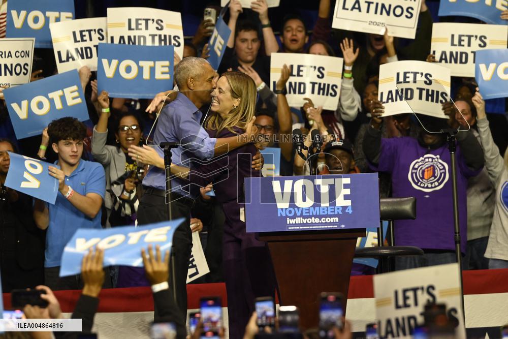 Former US President Barack Obama Attends Mike Sherrill Rally in Newark, NJ