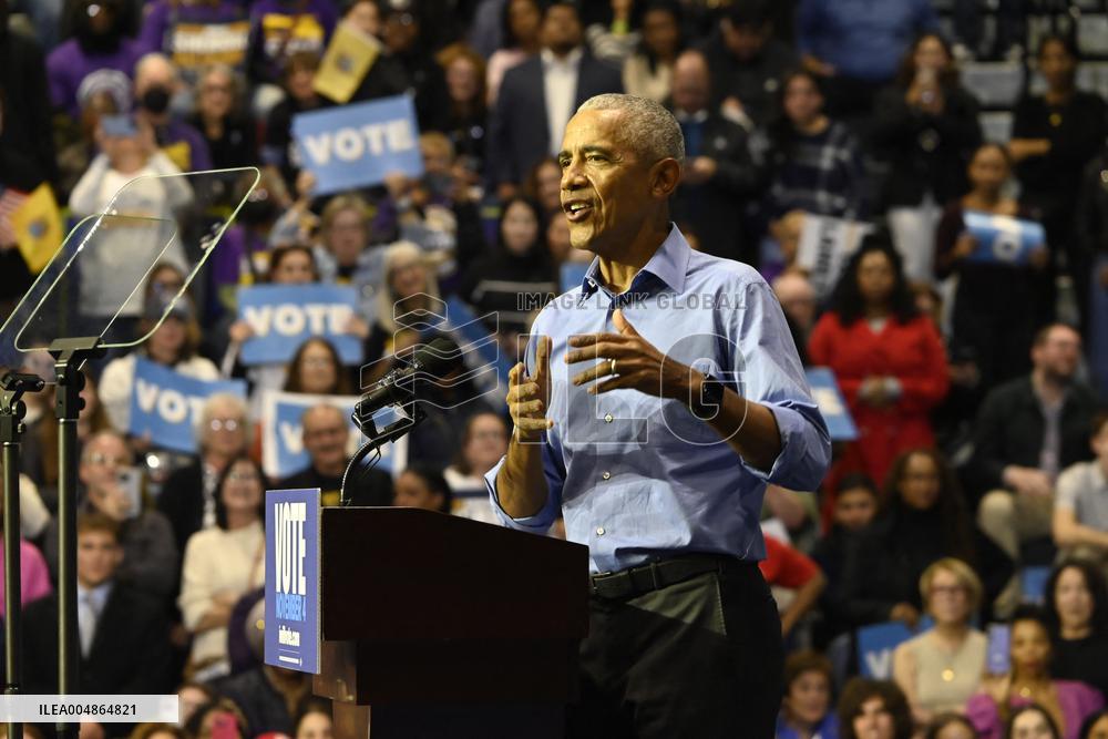 Former US President Barack Obama Attends Mike Sherrill Rally in Newark, NJ