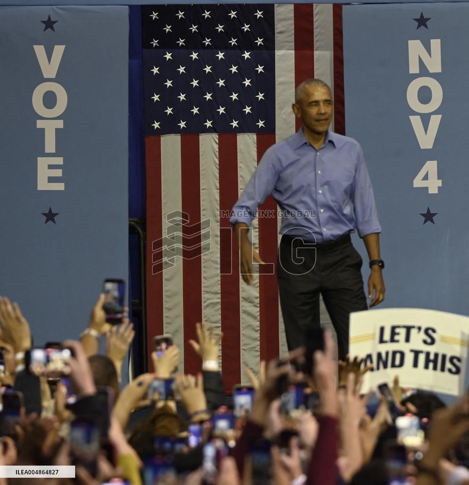 Former US President Barack Obama Attends Mike Sherrill Rally in Newark, NJ