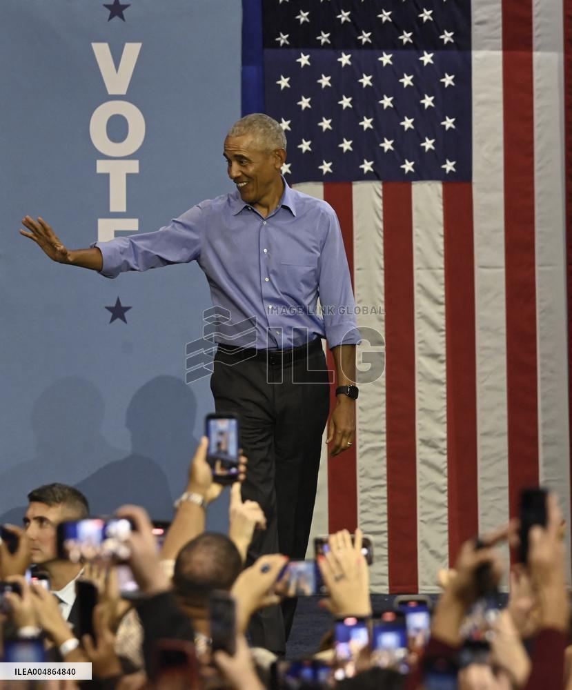 Former US President Barack Obama Attends Mike Sherrill Rally in Newark, NJ