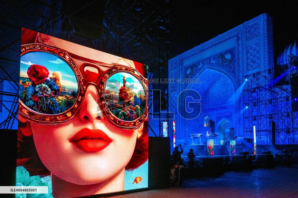 Jean-Michel Jarre At Concert on Registan Square - Samarkand