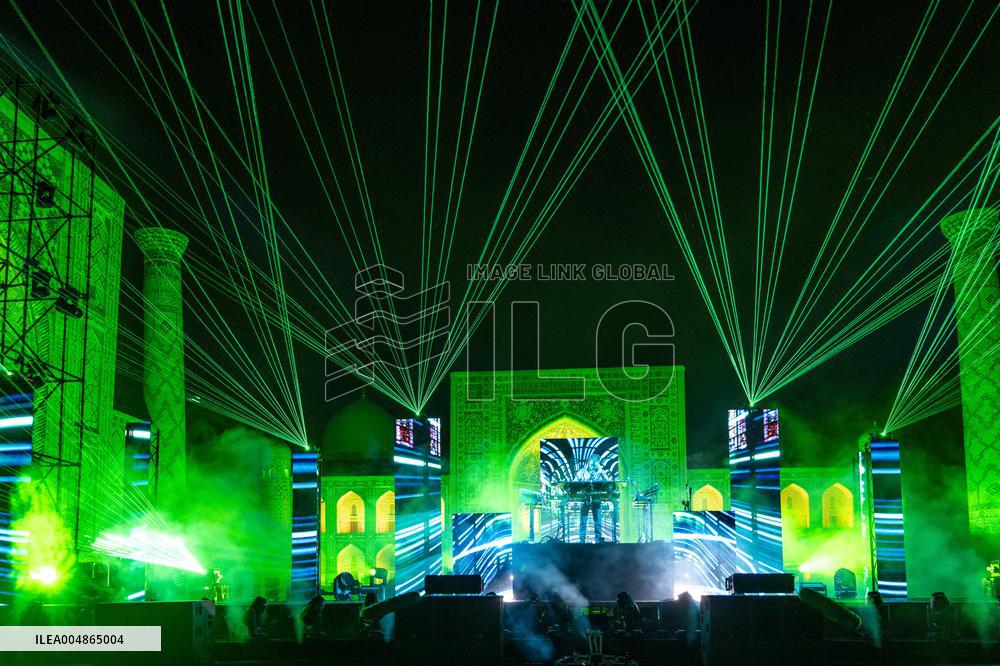 Jean-Michel Jarre At Concert on Registan Square - Samarkand