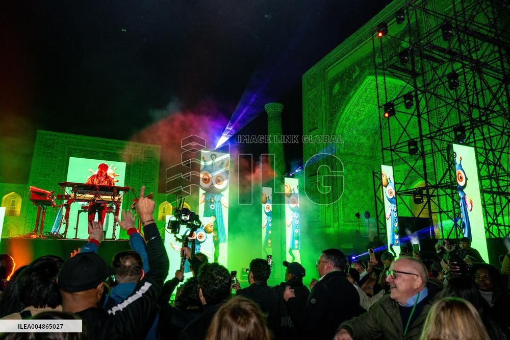 Jean-Michel Jarre At Concert on Registan Square - Samarkand