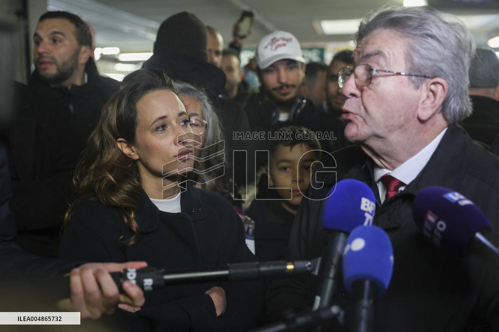 Jean-Luc Melenchon Visit To Market - Choisy-Le-Roi