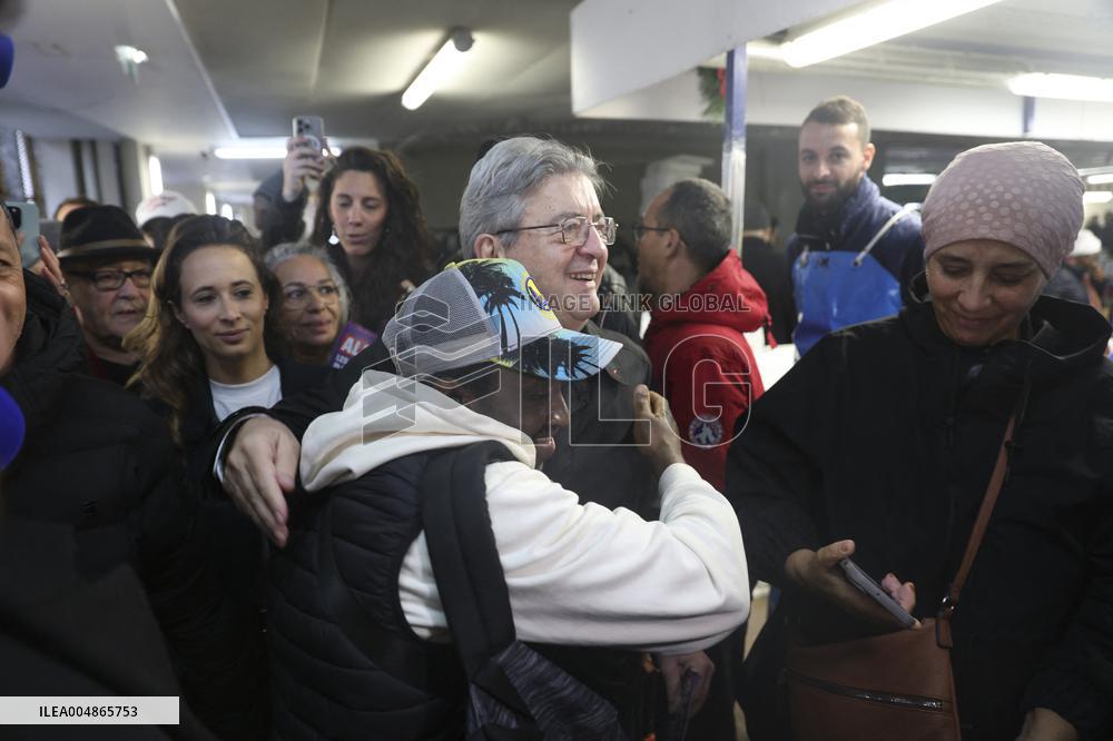 Jean-Luc Melenchon Visit To Market - Choisy-Le-Roi