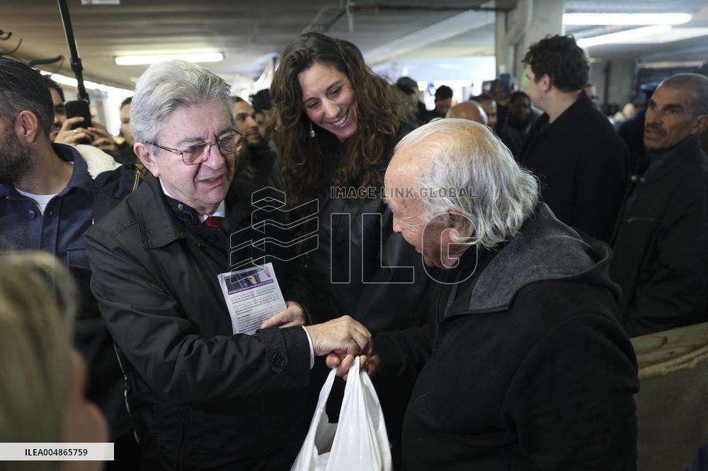 Jean-Luc Melenchon Visit To Market - Choisy-Le-Roi