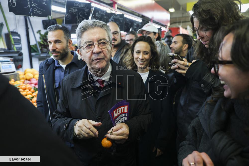 Jean-Luc Melenchon Visit To Market - Choisy-Le-Roi