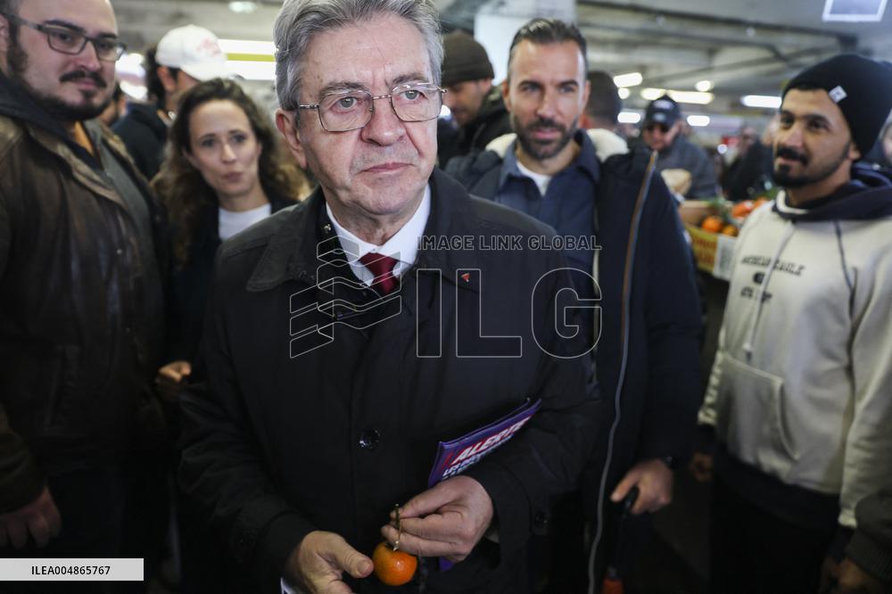 Jean-Luc Melenchon Visit To Market - Choisy-Le-Roi