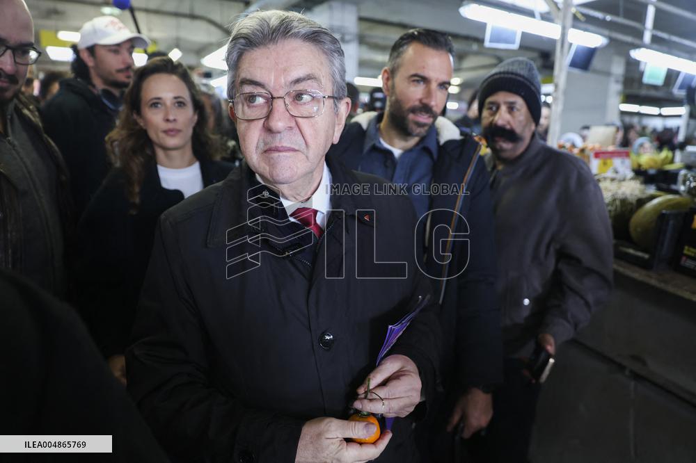 Jean-Luc Melenchon Visit To Market - Choisy-Le-Roi