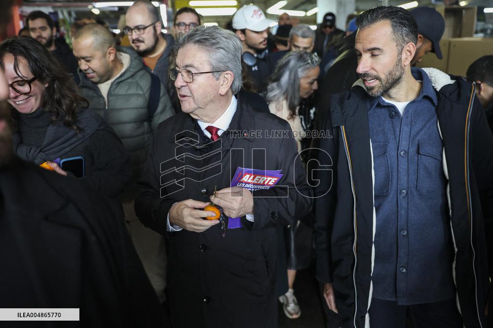 Jean-Luc Melenchon Visit To Market - Choisy-Le-Roi