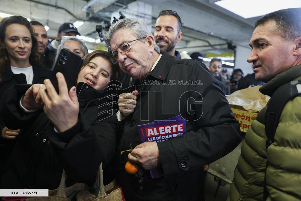 Jean-Luc Melenchon Visit To Market - Choisy-Le-Roi