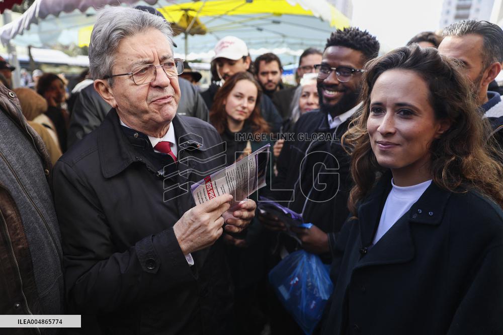 Jean-Luc Melenchon Visit To Market - Choisy-Le-Roi