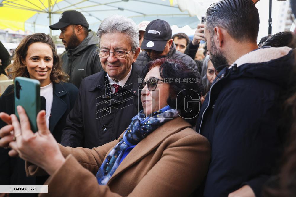 Jean-Luc Melenchon Visit To Market - Choisy-Le-Roi