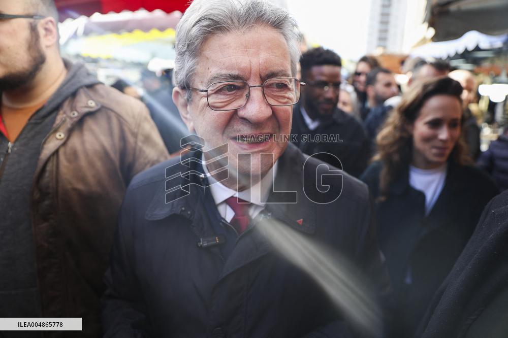 Jean-Luc Melenchon Visit To Market - Choisy-Le-Roi