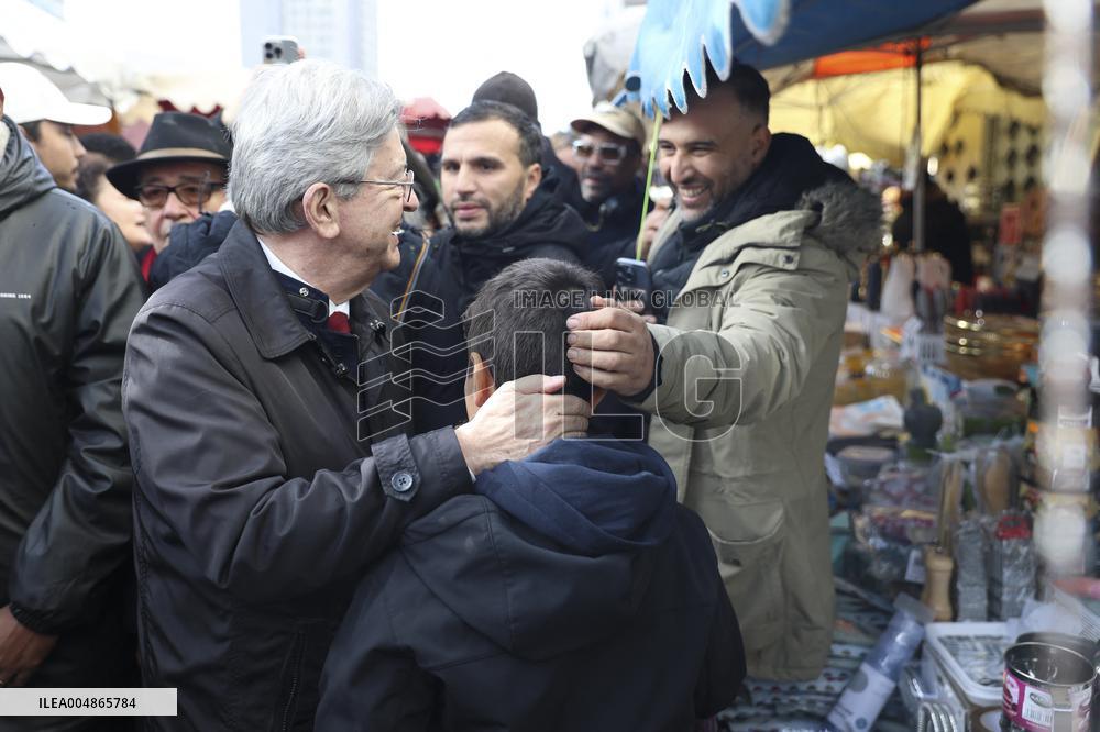 Jean-Luc Melenchon Visit To Market - Choisy-Le-Roi