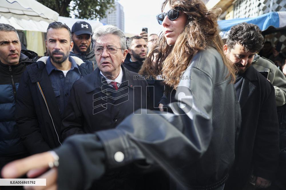 Jean-Luc Melenchon Visit To Market - Choisy-Le-Roi