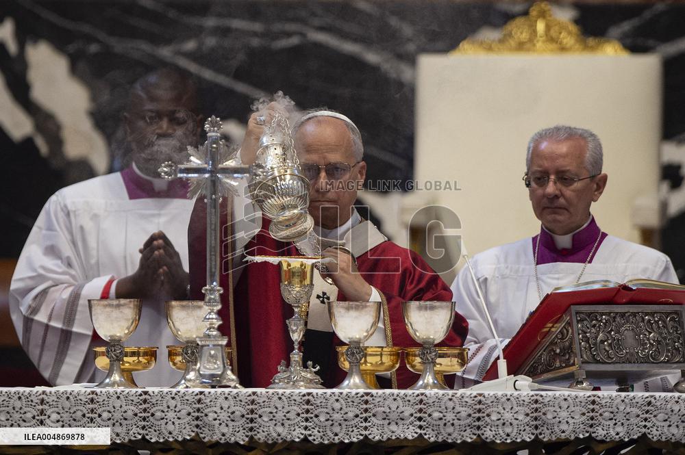 Pope Leo XIV Presides Over A Mass In Suffrage For The Late Pope Francis - Vatican