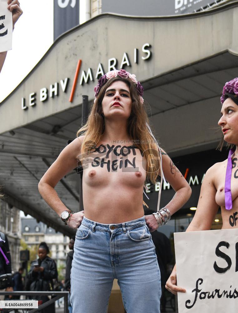 Protest Against Shein in Front of BHV Marais - Paris