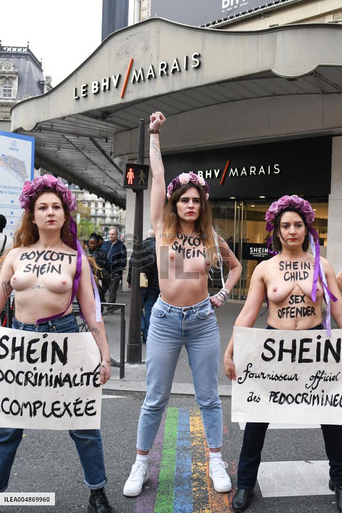 Protest Against Shein in Front of BHV Marais - Paris