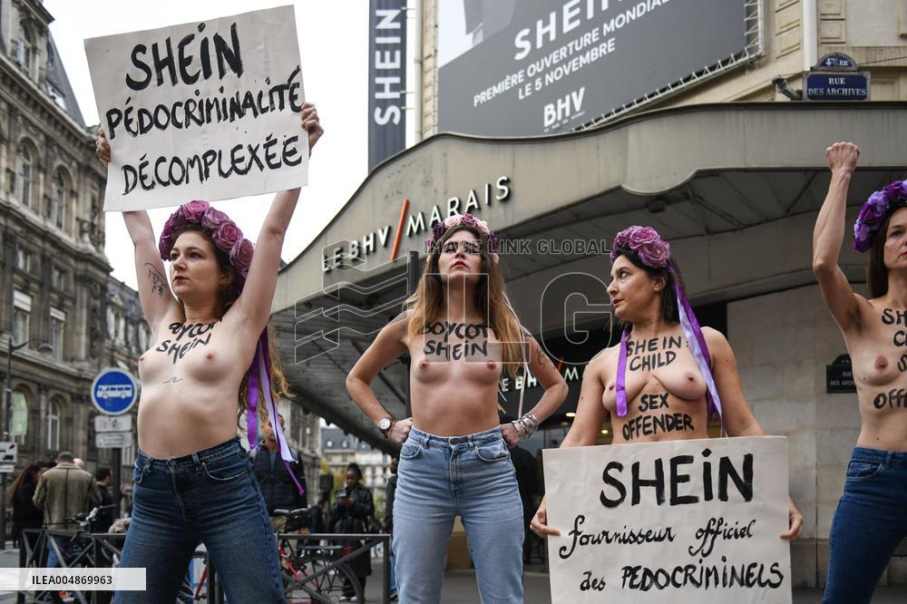Protest Against Shein in Front of BHV Marais - Paris