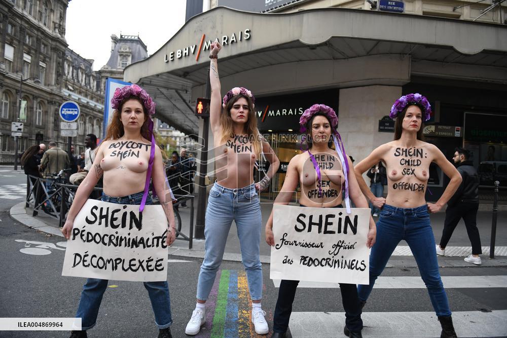 Protest Against Shein in Front of BHV Marais - Paris