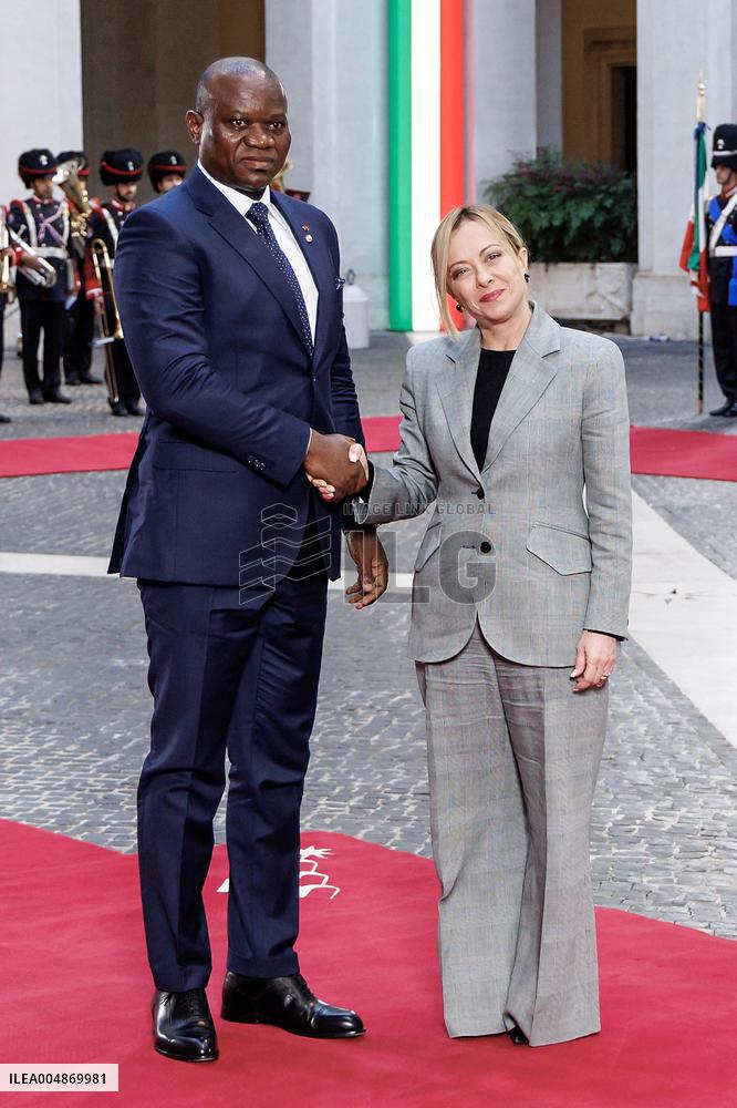 PM Giorgia Meloni Meets With Gabonese President Brice Clotaire Oligui Nguema - Rome