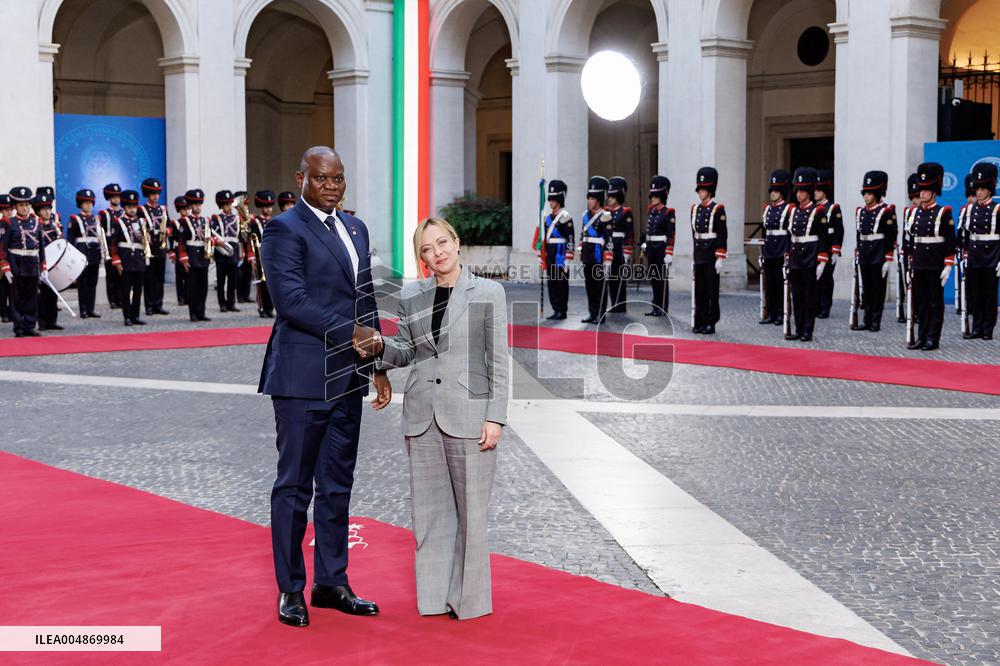 PM Giorgia Meloni Meets With Gabonese President Brice Clotaire Oligui Nguema - Rome