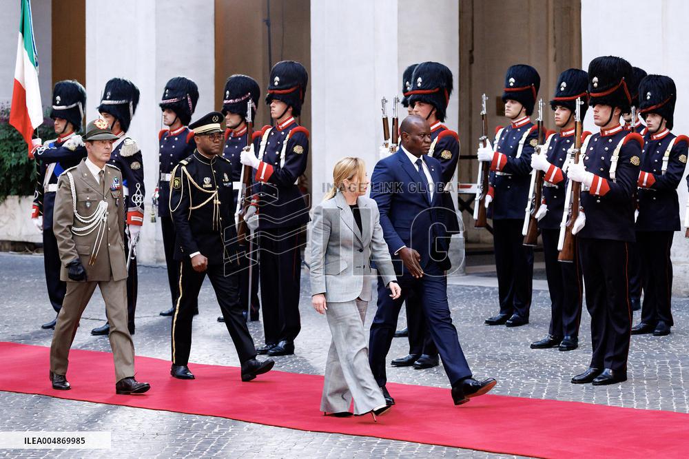 PM Giorgia Meloni Meets With Gabonese President Brice Clotaire Oligui Nguema - Rome