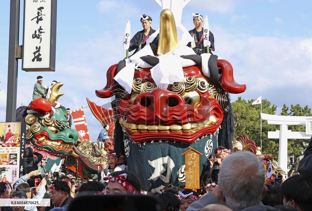 Giant float festival in southwestern Japan
