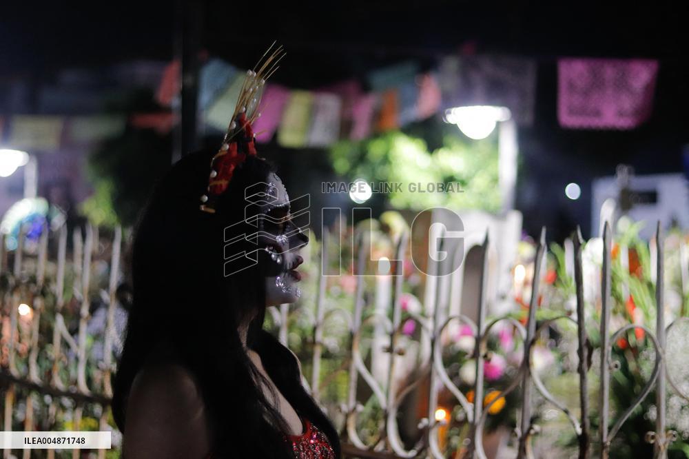 Visitors Attend Traditional Lighting Ceremony In San Andres Mixquic - Mexico City