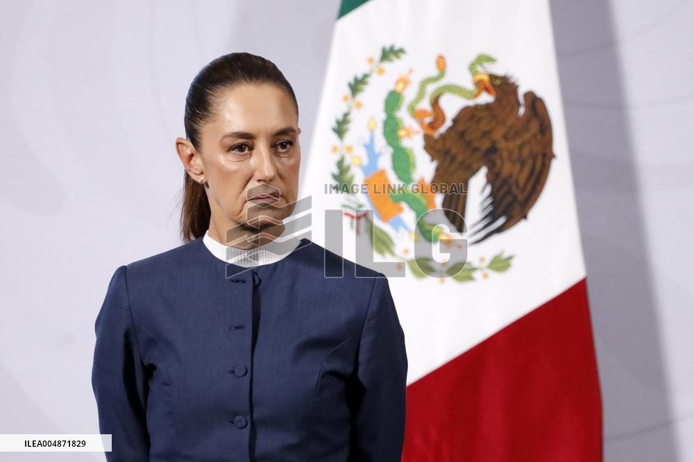 Mexican President Claudia Sheinbaum Holds Briefing Conference - Mexico