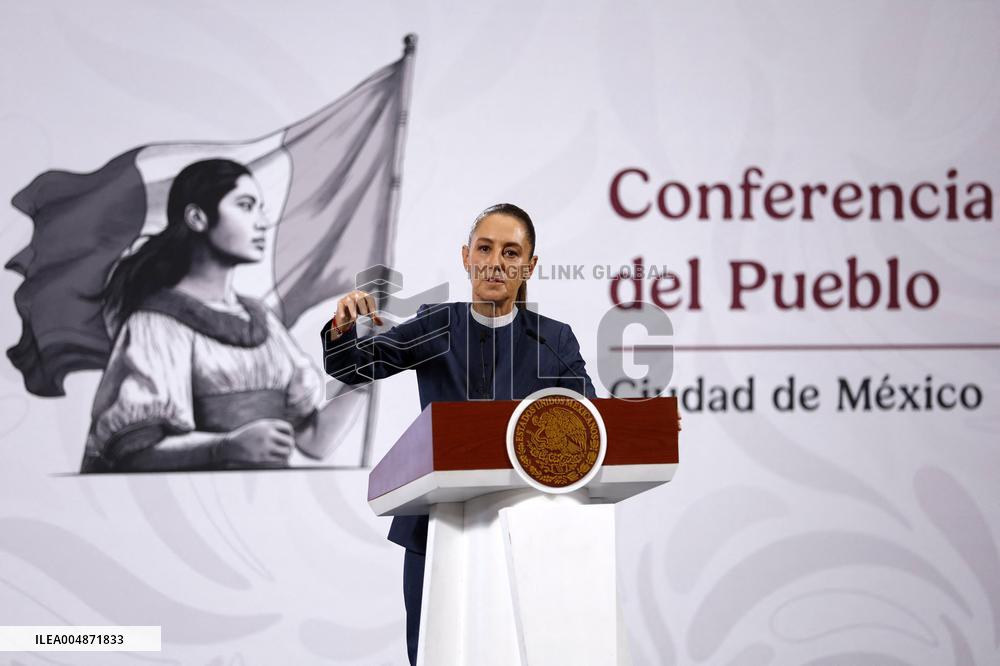 Mexican President Claudia Sheinbaum Holds Briefing Conference - Mexico