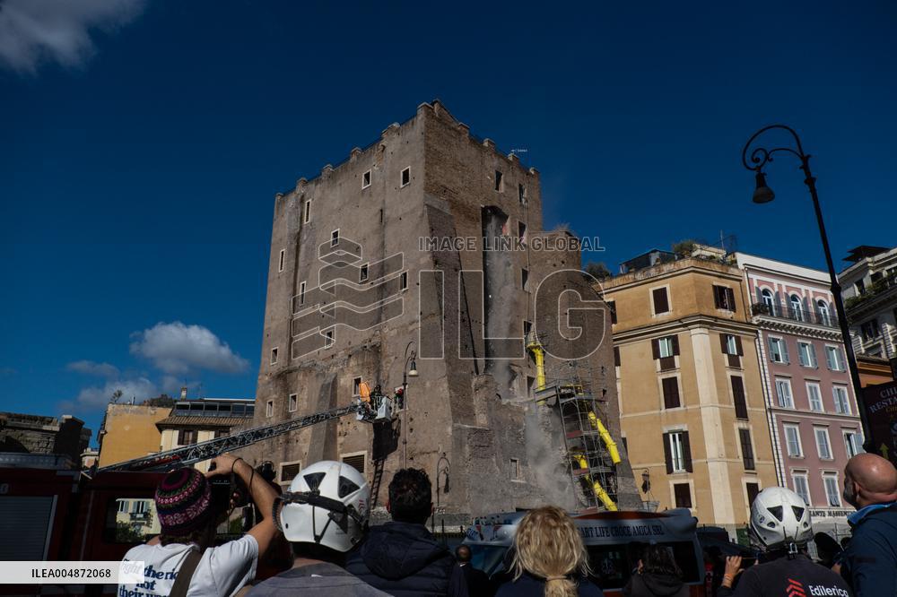 Worker Dies in Medieval Tower Collapse - Rome