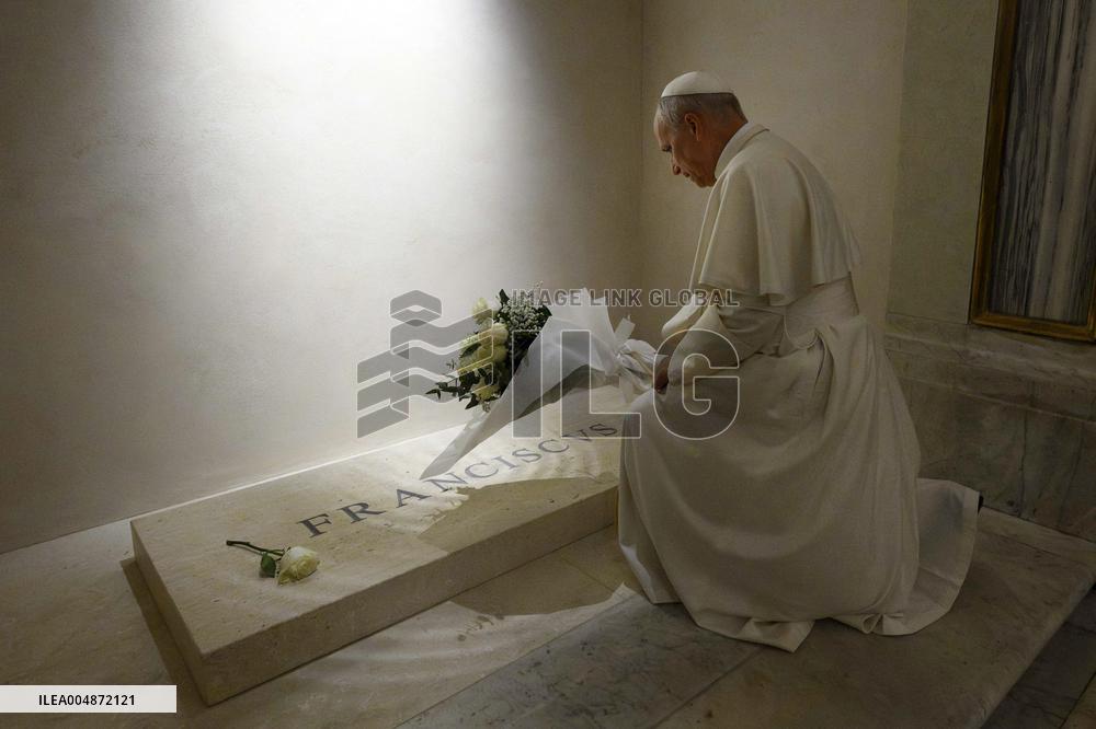 Pope Leo XIV Prays At Pope Francis’ Tomb - Rome