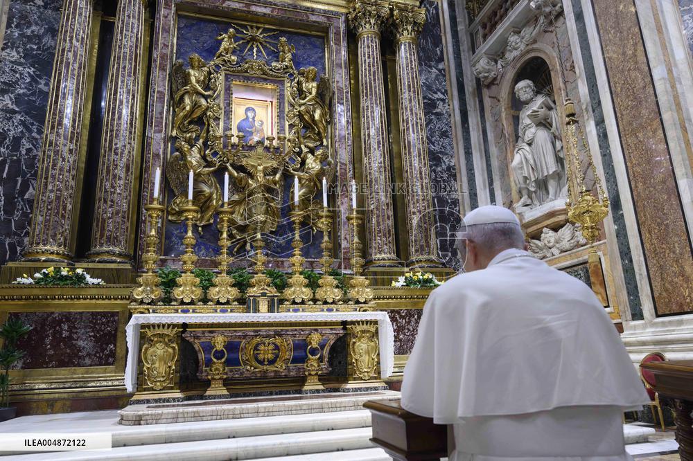 Pope Leo XIV Prays At Pope Francis’ Tomb - Rome